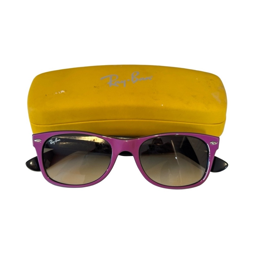 Ray-Ban New Wayfarer RB 2132 Black Purple Gradient Sunglasses Made in Italy